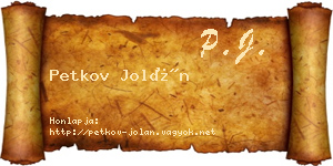 Petkov Jolán névjegykártya
