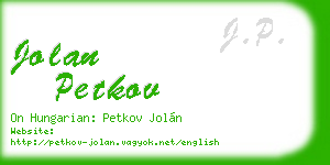 jolan petkov business card
