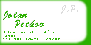 jolan petkov business card